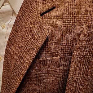 Vintage Roberto Villini Sports Coat - Tagged 40S, Fits 42-44, Brown Windowpane